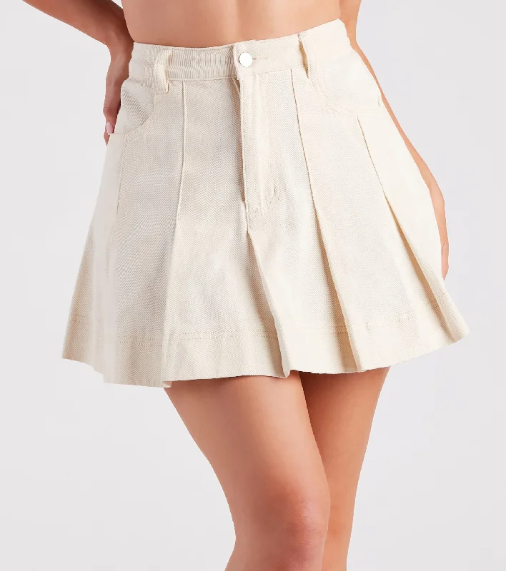 women's lace skirtsIf You Pleats Denim Mini Skirt