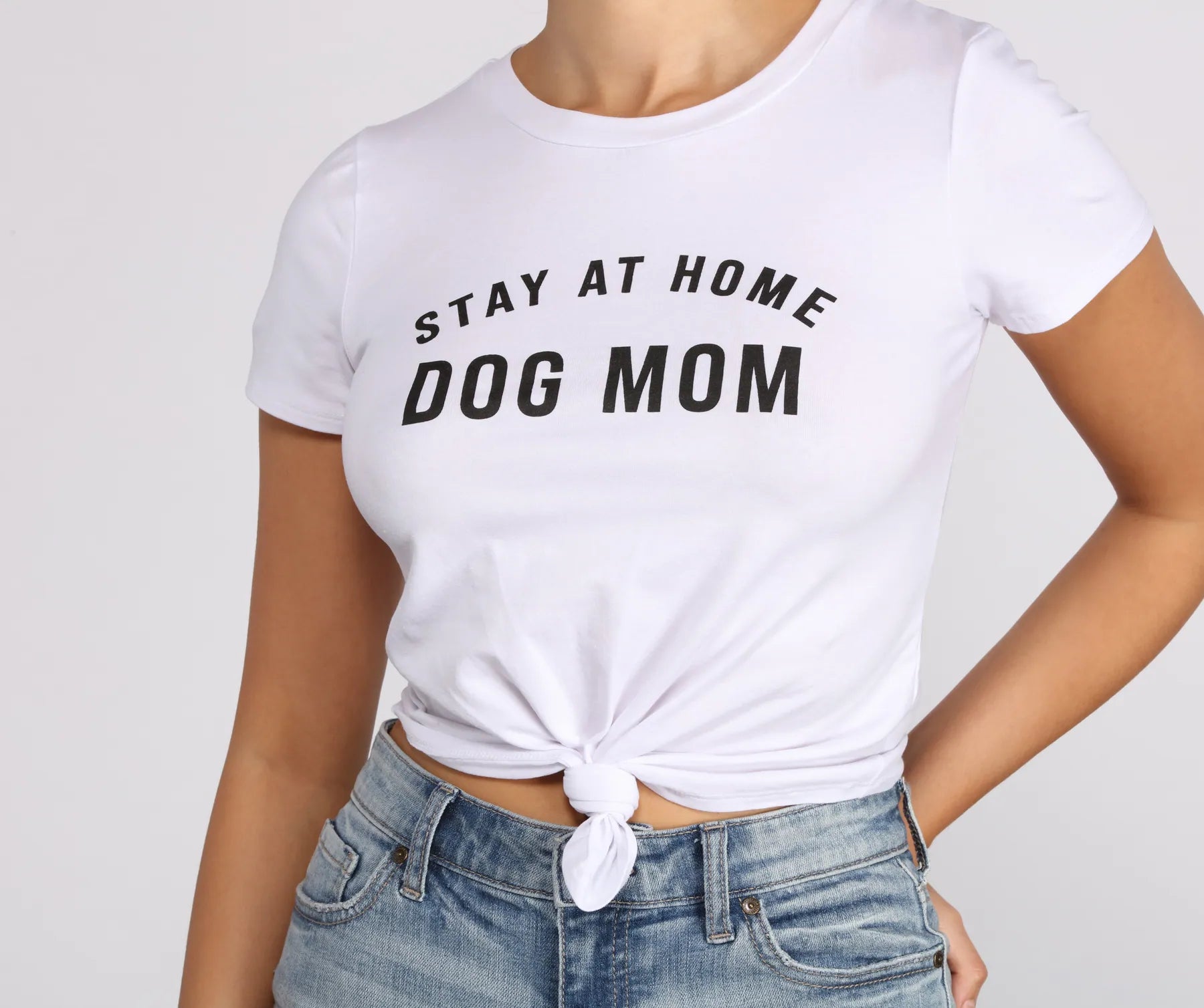 women's T-shirts with body-hugging designsStay At Home Dog Mom Tee