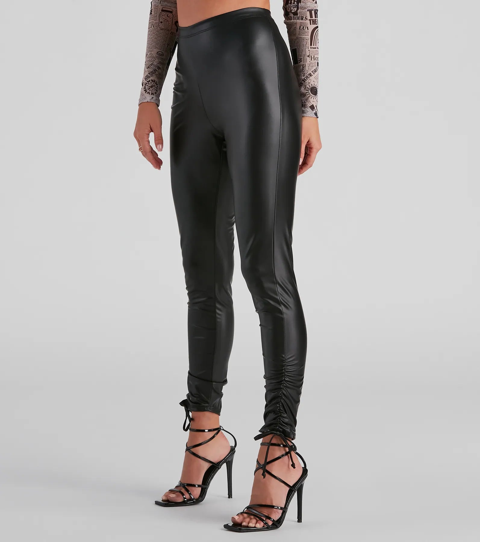 Next Level Chic Faux Leather Ruched Leggings