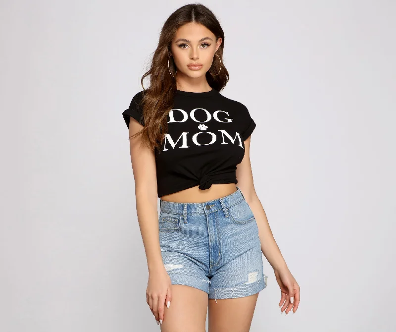 women's T-shirts with relaxed fitsDog Mom Graphic Crop Tee