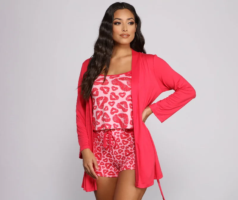 women's moisture-wicking shortsHello Gorgeous Robe and Pajama Tank With Shorts Set