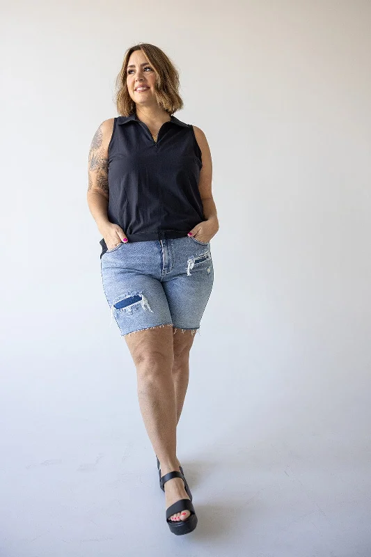 women's summer shortsJUDY BLUE HIGH-RISE PATCHED DISTRESSED SHORTS