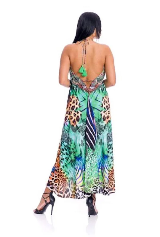 women's easy-to-wear dressesAnimal print green three way dress