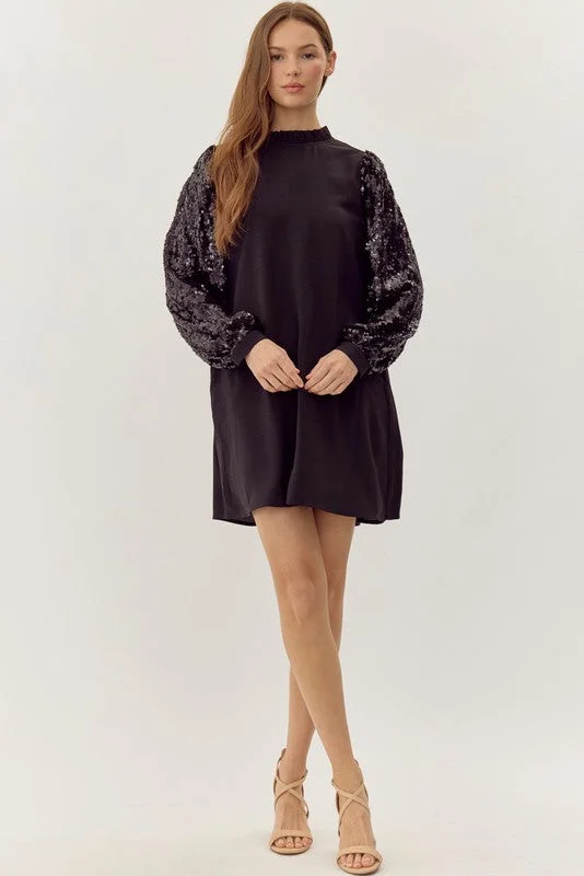 women's fair-trade dressesBlack Sequin Sleeve Dress