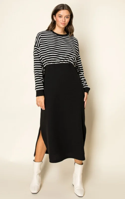 women's minimalist dressesBlack Stripe Cloud Dress