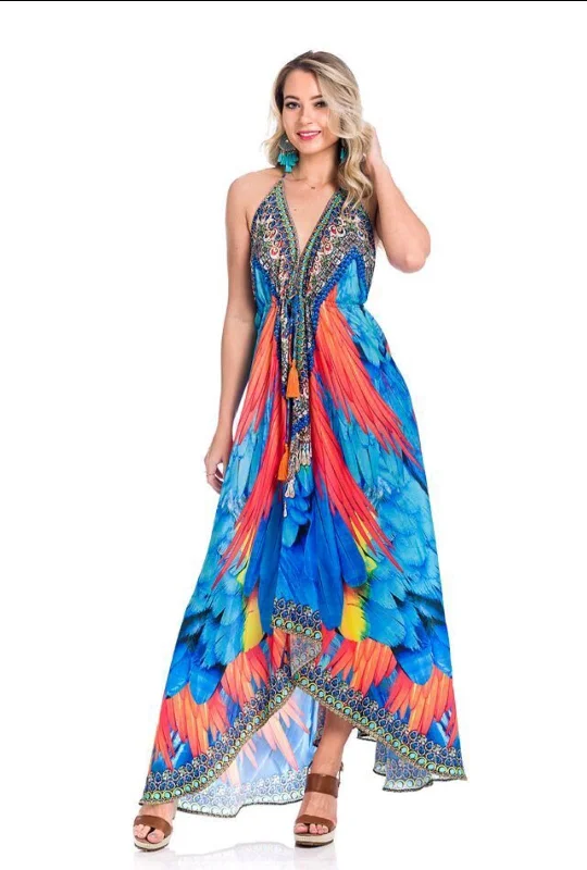 women's velvet dressesCruise Dress, Feather Print