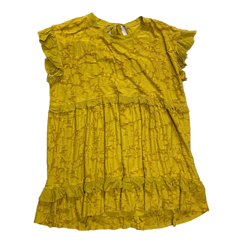 women's flutter-sleeved dressesDress Casual Short By Anthropologie In Chartreuse, Size: 2x