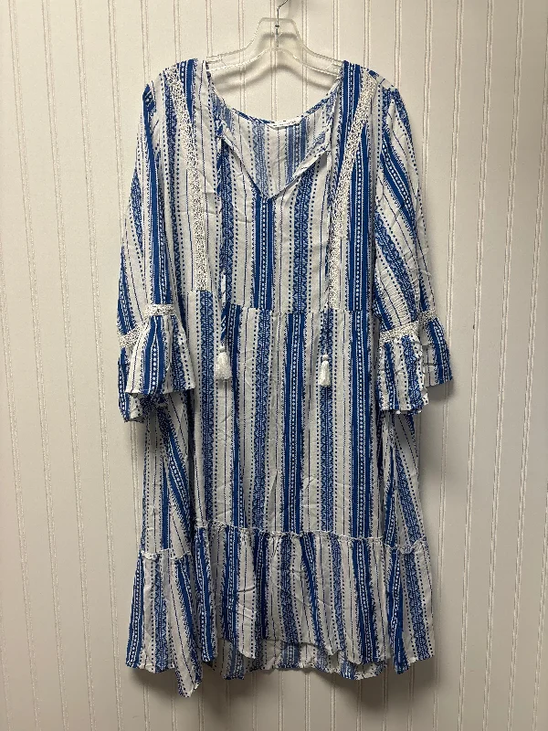 women's retro dressesDress Casual Short By Cmc In Blue & White, Size: 1x