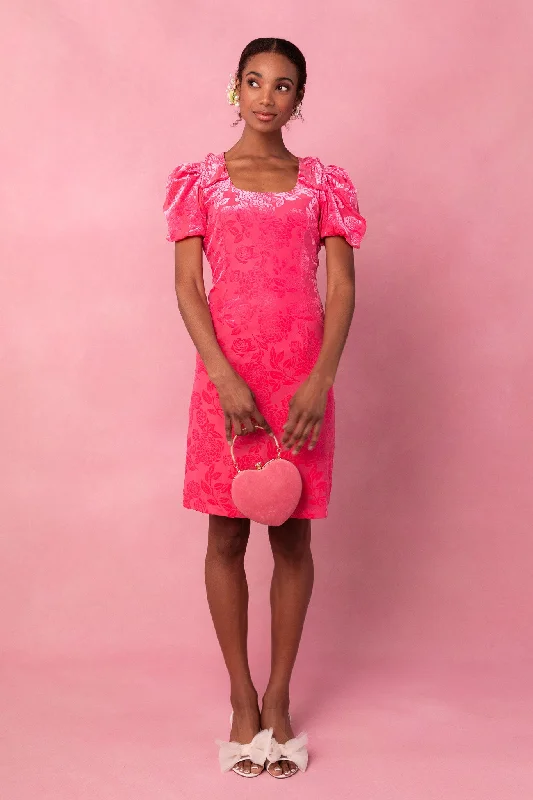 women's ruffle dressesNina Bow Dress in Pink Velvet - FINAL SALE