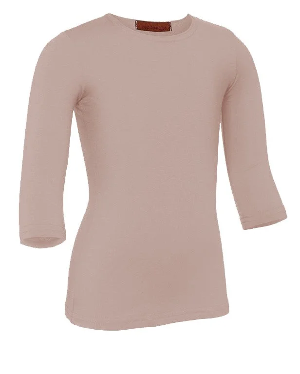 PB&J Girls Lycra 3/4 Sleeve Shell - Dark Blush 69