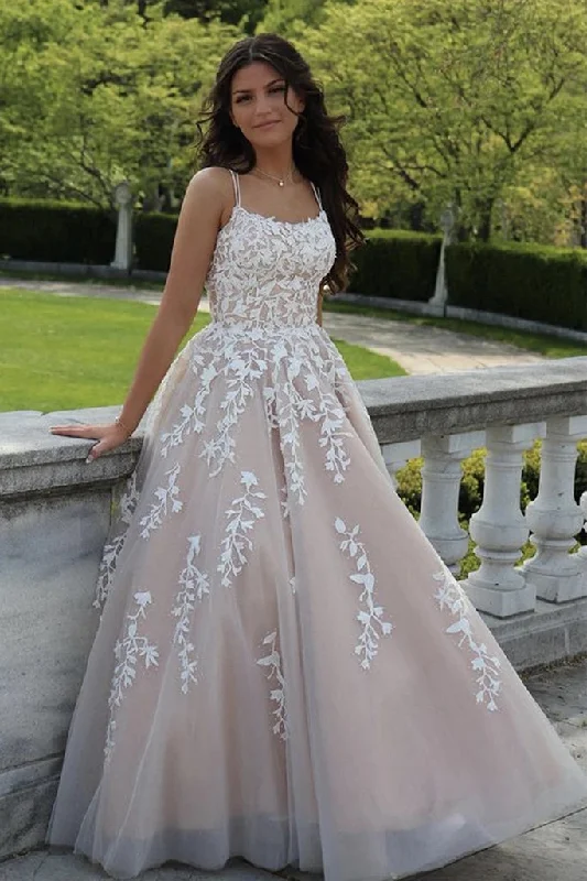 flowy prom dresses2025 Cheap Lace Champagne Prom Dresses Backless Long Formal Dress