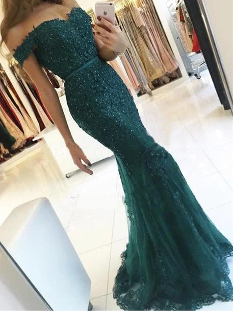 prom dress preservationOff Shoulder Mermaid Appliques Beaded Prom Dresses, Long Prom Dresses, Prom Dresses