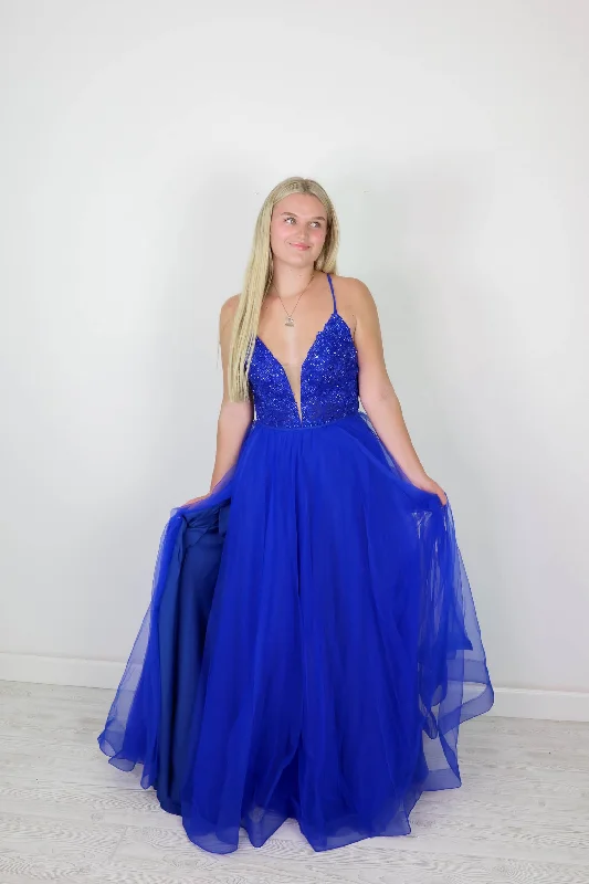 illusion sleeve prom dressesProm Dress 32059 | Royal Blue