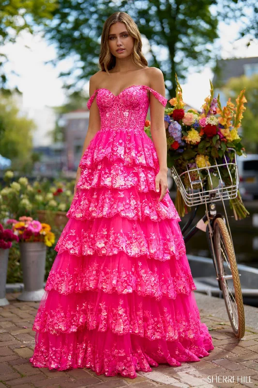 prom dresses with sheer overlaysProm Dress 56196 | Fuschia